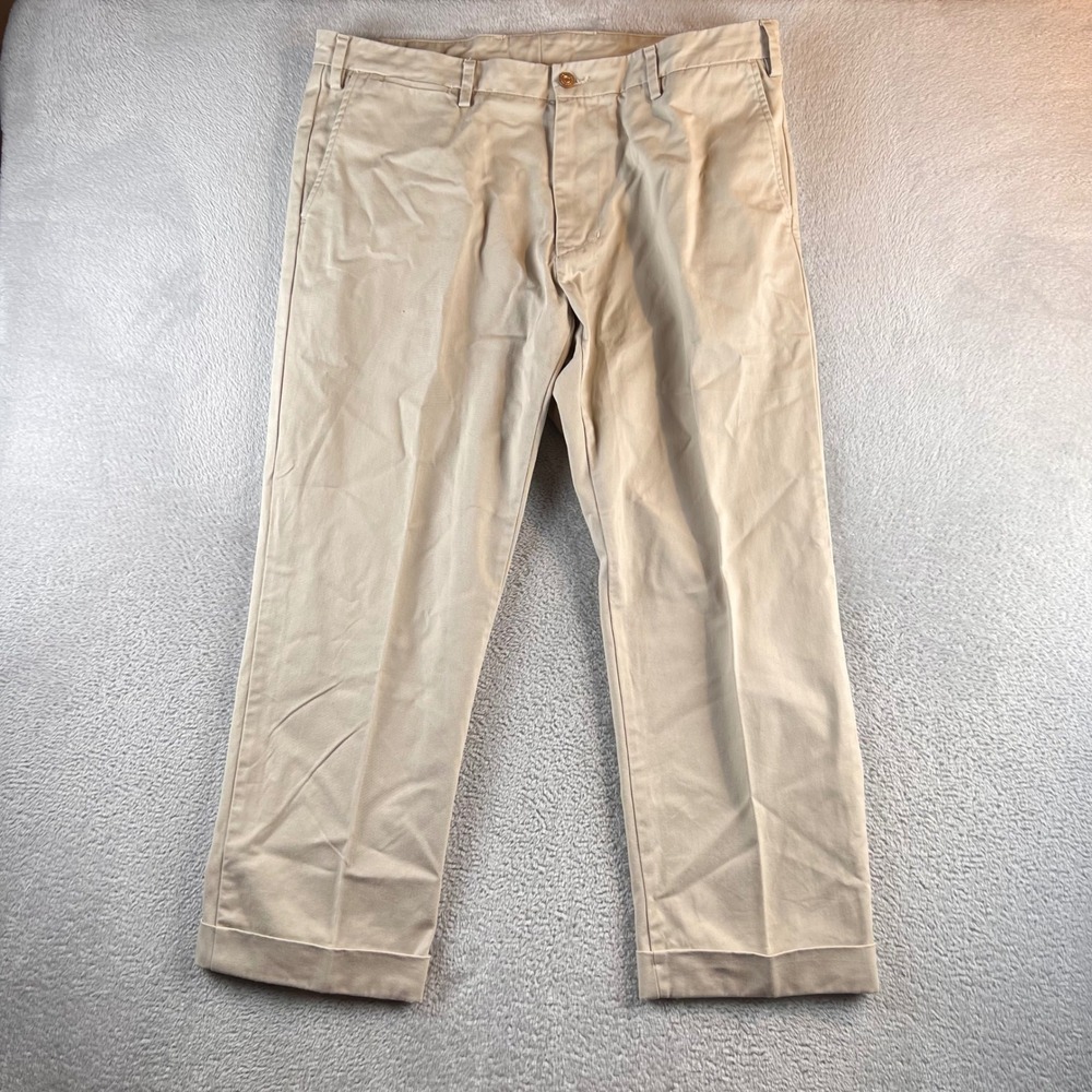 PennBilt Brand Mens Khaki Chino Pants Size 38 Tan Cuffed Flat Front Made in USA